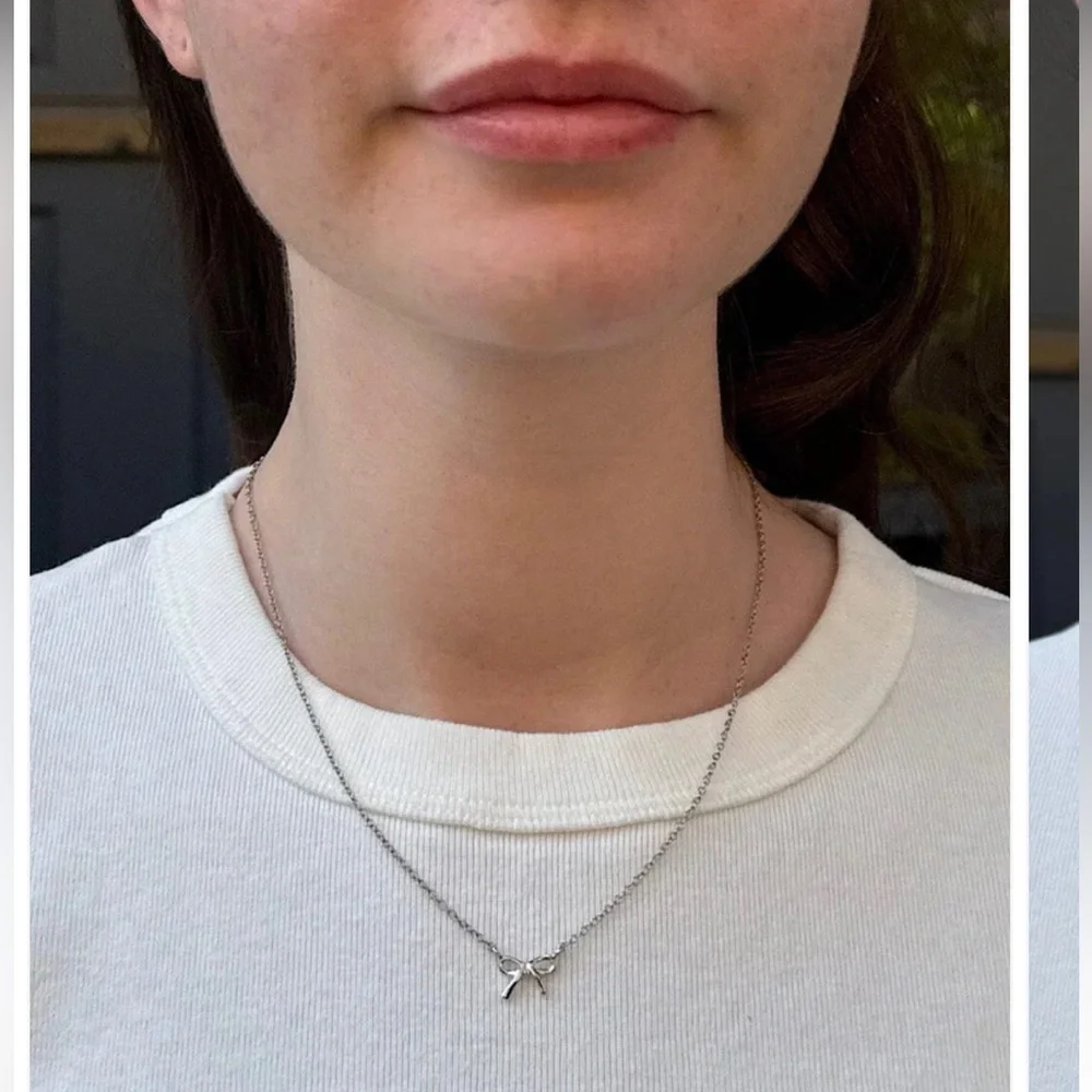 NWT Brandy💖Melville Bow Necklace |Silver - Picture 4 of 7